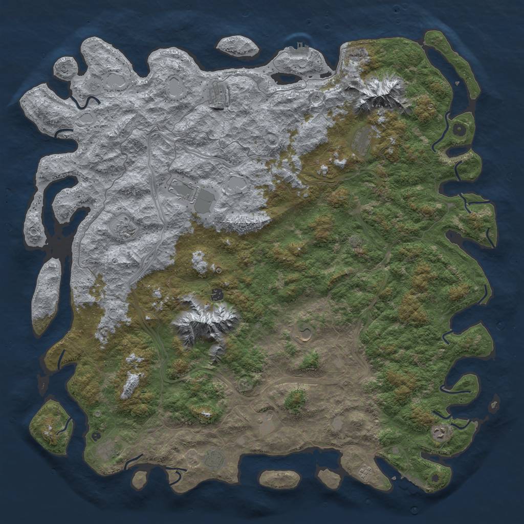 Rust Map: Procedural Map, Size: 6000, Seed: 3049518, 19 Monuments