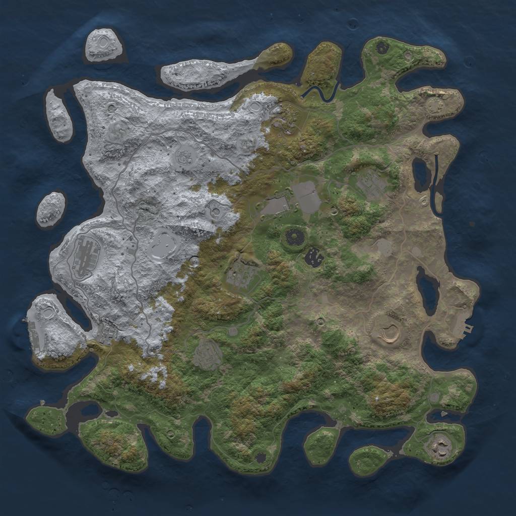 Rust Map: Procedural Map, Size: 4200, Seed: 736271120, 17 Monuments
