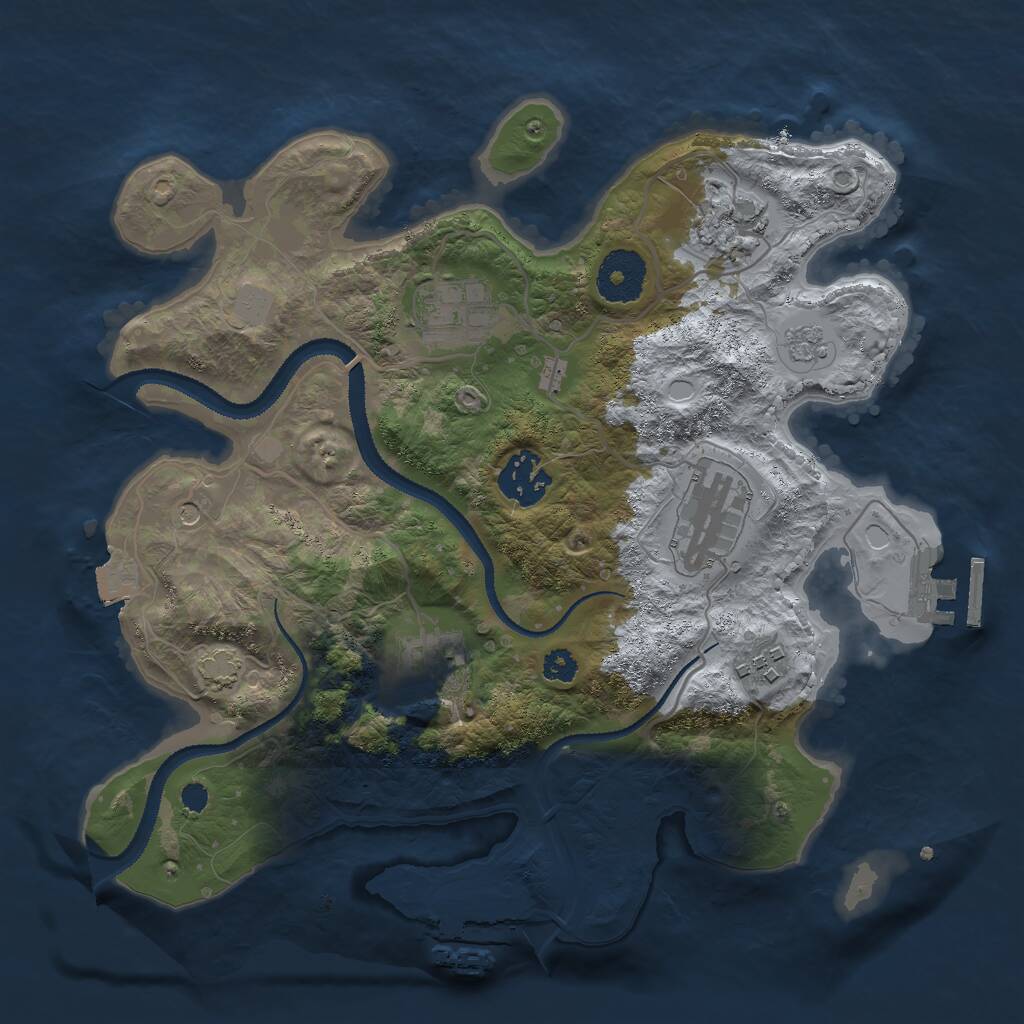 Rust Map: Procedural Map, Size: 3000, Seed: 47982, 12 Monuments