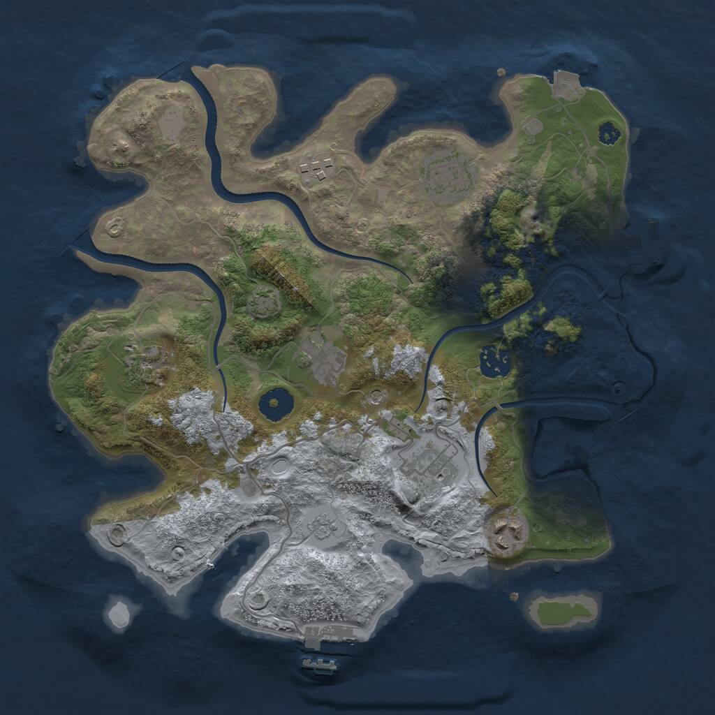 Rust Map: Procedural Map, Size: 3250, Seed: 2000824002, 13 Monuments