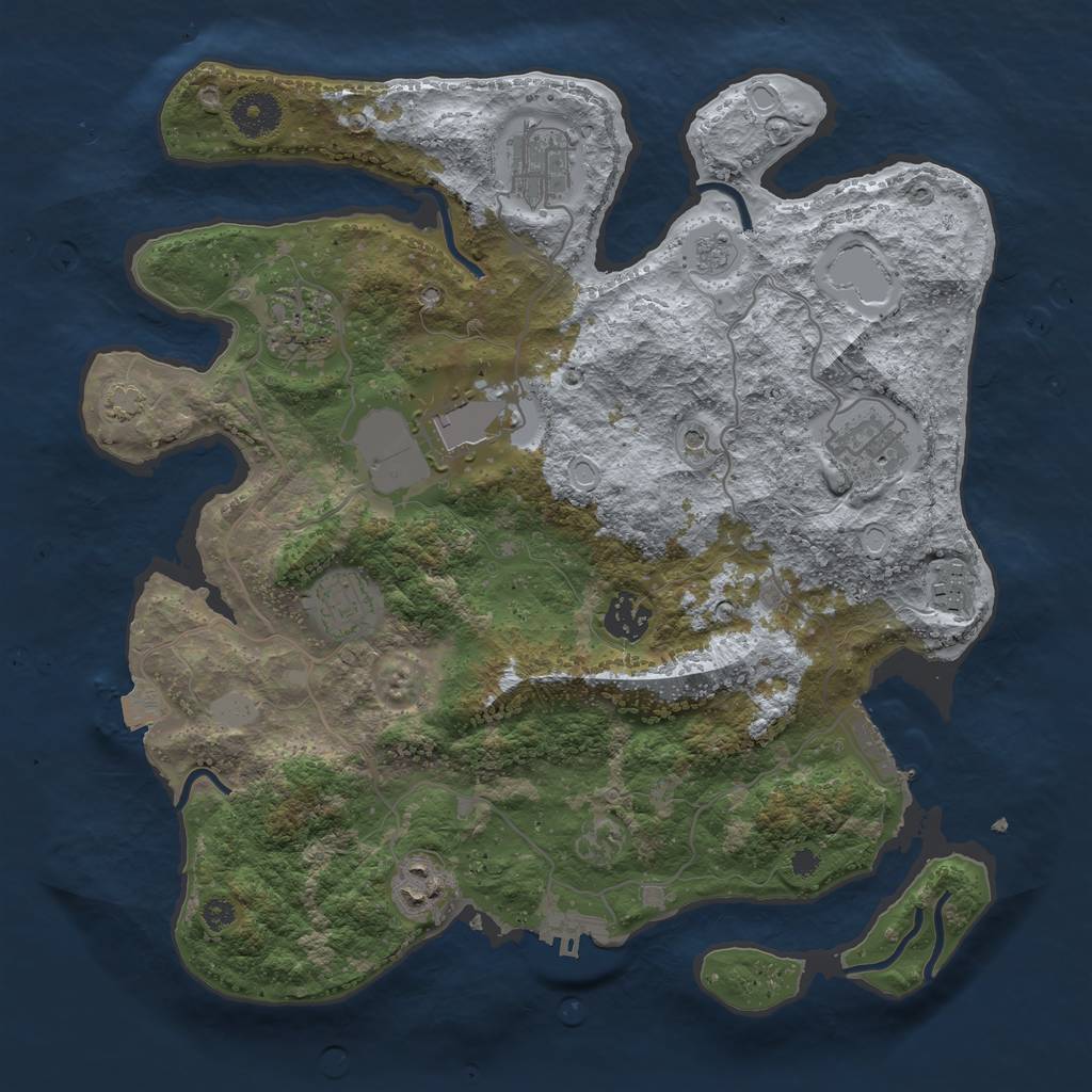 Rust Map: Procedural Map, Size: 3500, Seed: 623762865, 16 Monuments