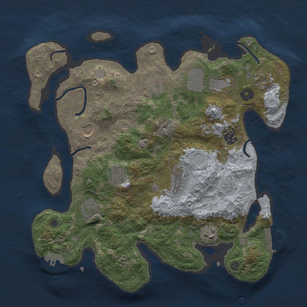 Rust Map: Procedural Map, Size: 3500, Seed: 1091688494, 16 Monuments