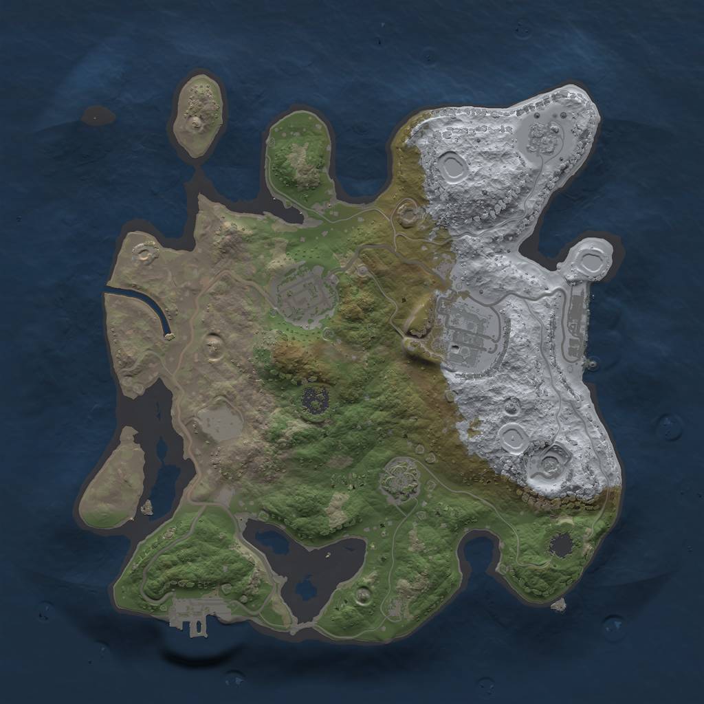 Rust Map: Procedural Map, Size: 2500, Seed: 929660497, 10 Monuments