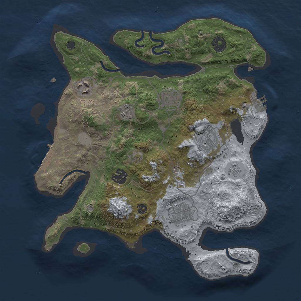 Rust Map: Procedural Map, Size: 3000, Seed: 1340203244, 13 Monuments