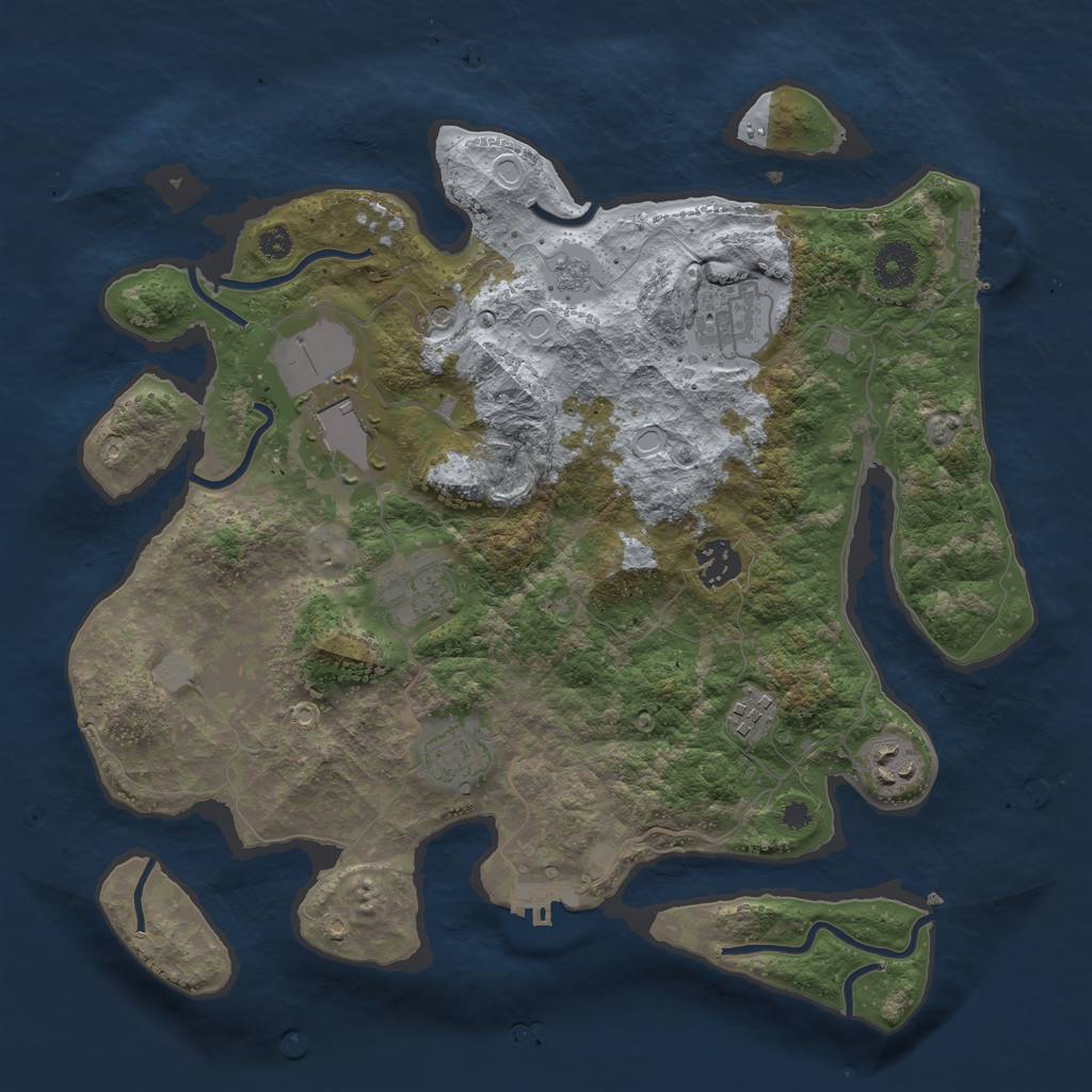 Rust Map: Procedural Map, Size: 3500, Seed: 365024877, 14 Monuments