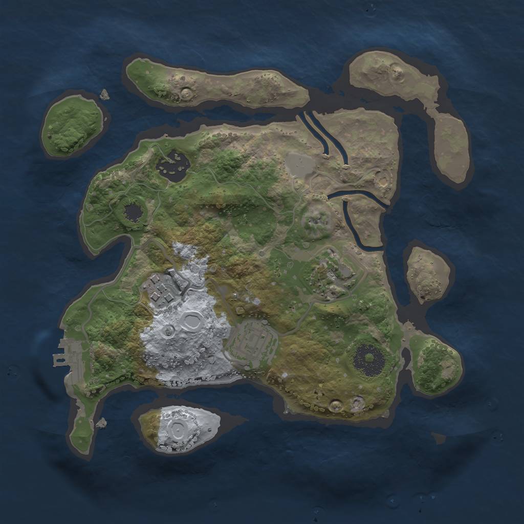 Rust Map: Procedural Map, Size: 2500, Seed: 999143627, 8 Monuments