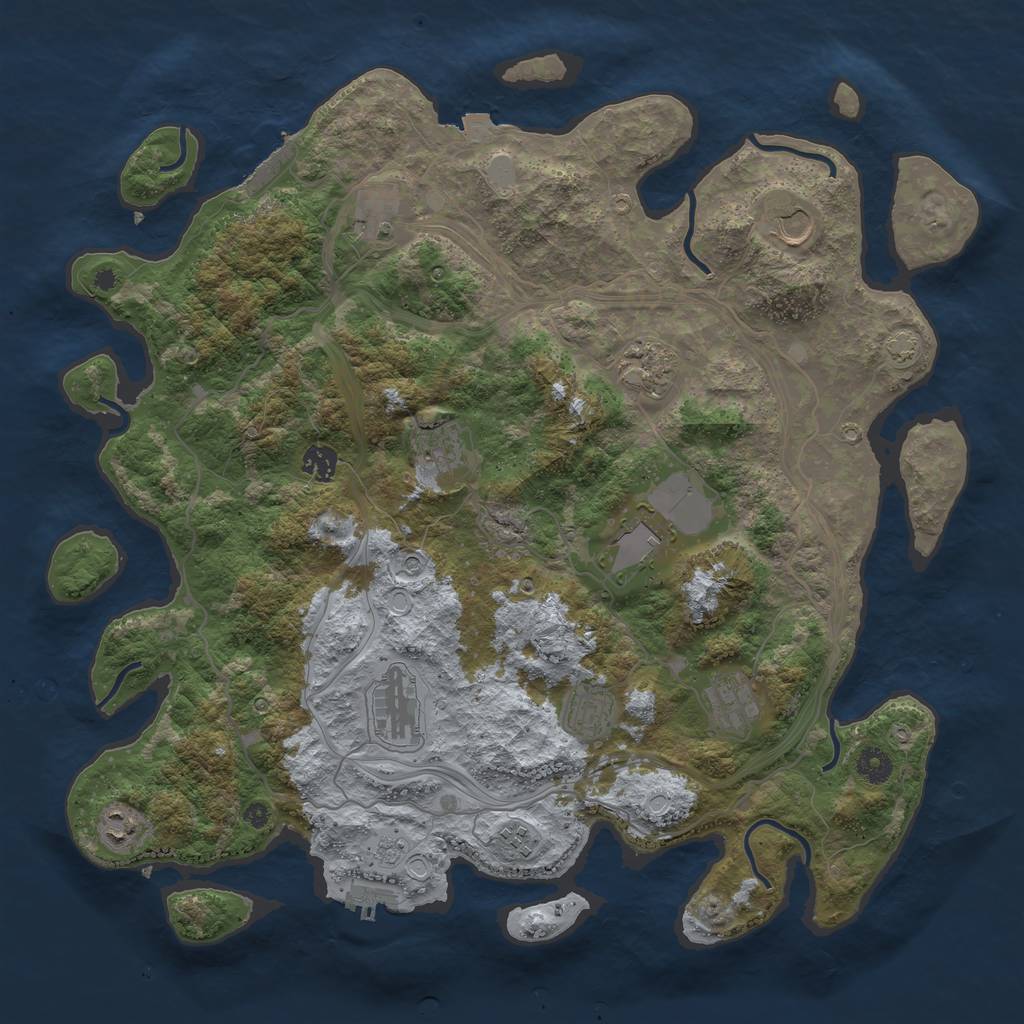 Rust Map: Procedural Map, Size: 4250, Seed: 999143627, 19 Monuments