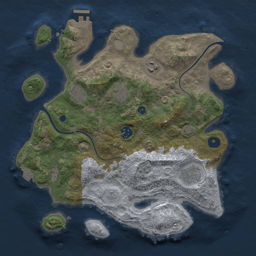 Rust Map: Procedural Map, Size: 3200, Seed: 684425582, 10 Monuments