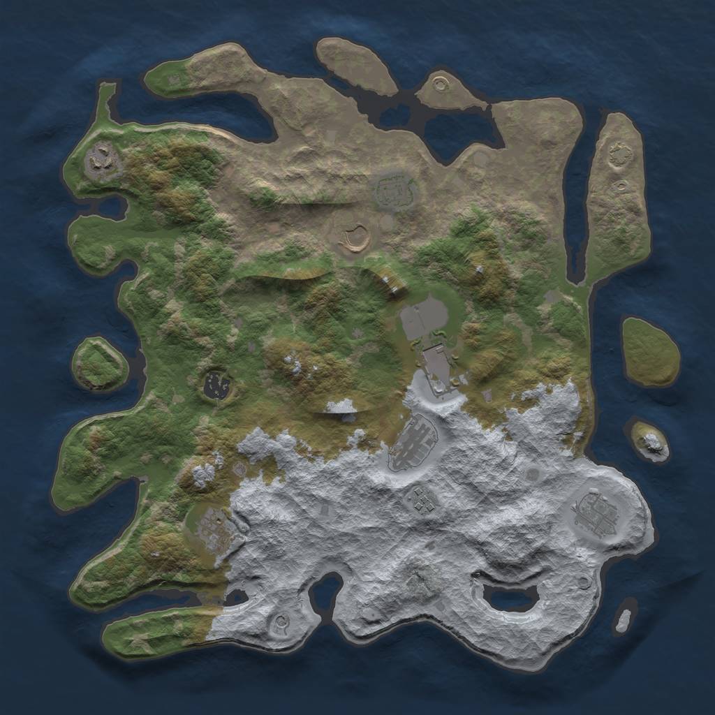 Rust Map: Barren, Size: 4000, Seed: 67367, 13 Monuments
