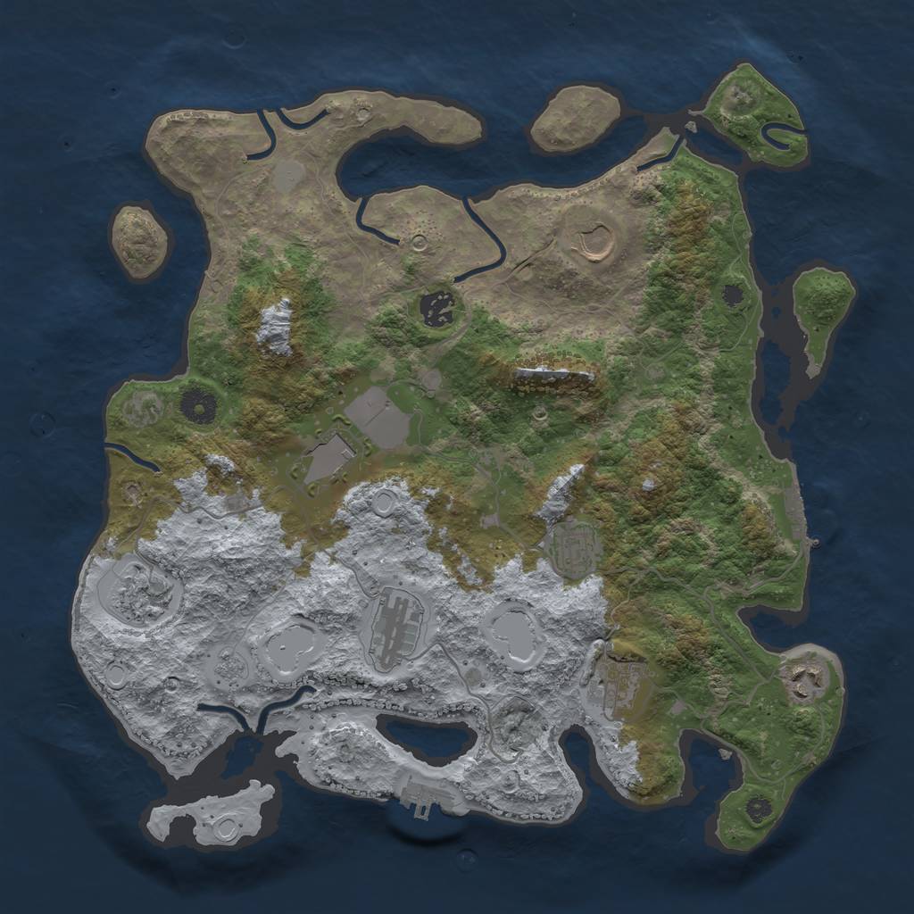 Rust Map: Procedural Map, Size: 3750, Seed: 23975192, 14 Monuments