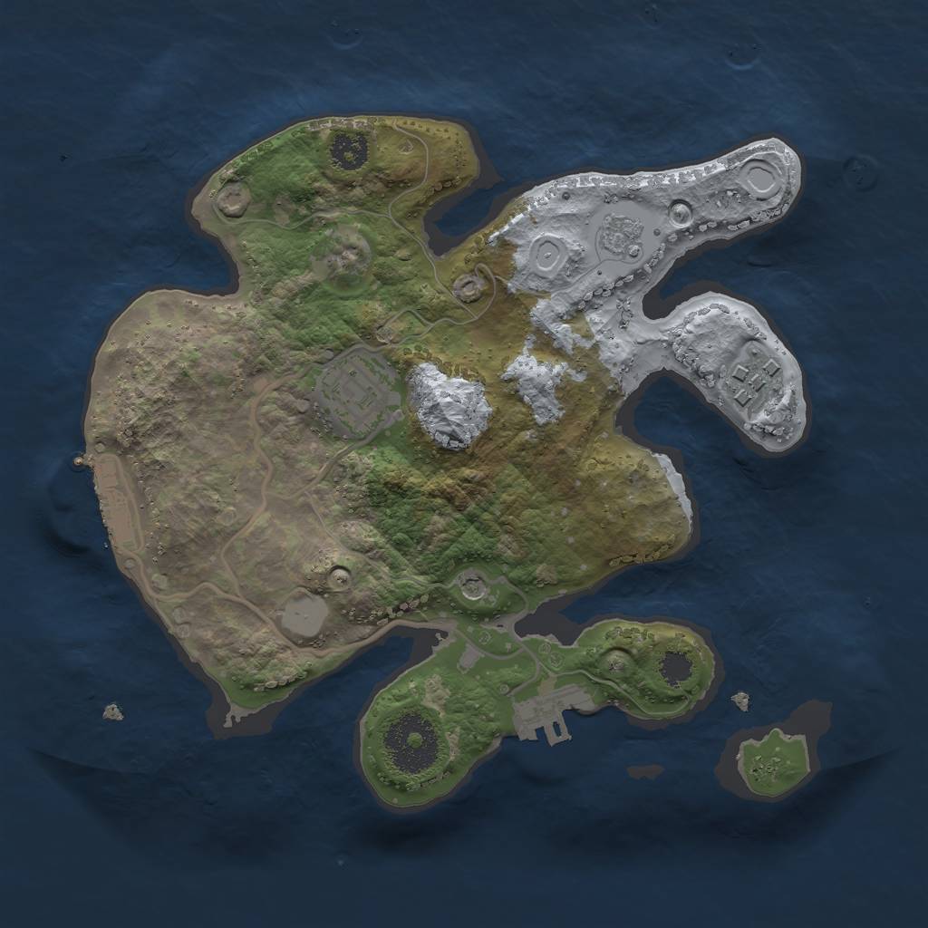 Rust Map: Procedural Map, Size: 2500, Seed: 891841873, 9 Monuments