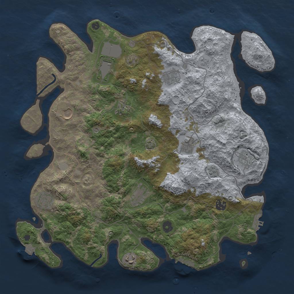 Rust Map: Procedural Map, Size: 4000, Seed: 1214647235, 19 Monuments