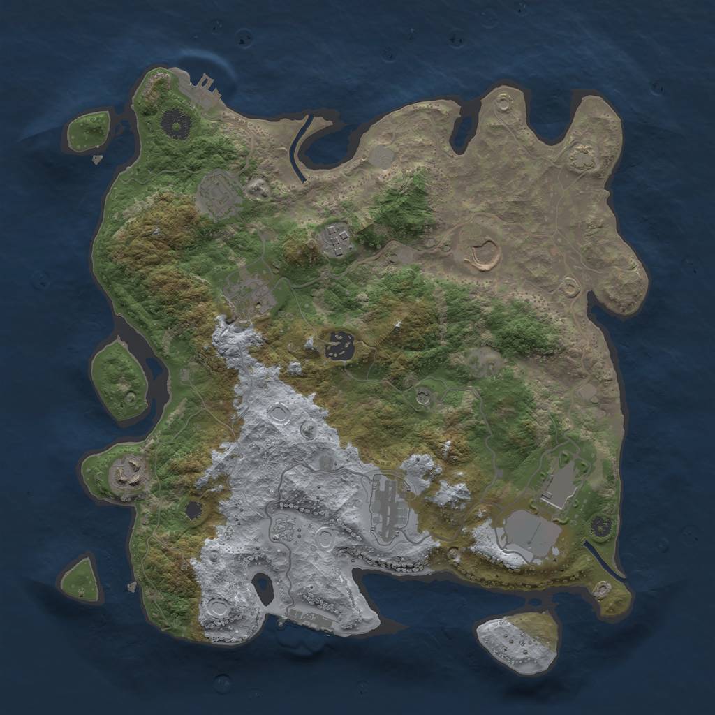 Rust Map: Procedural Map, Size: 3500, Seed: 520293653, 16 Monuments