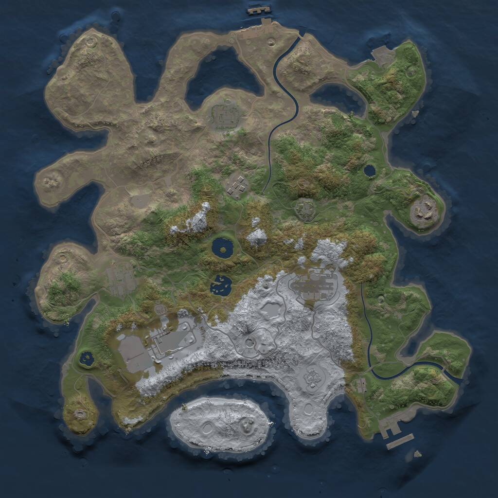 Rust Map: Procedural Map, Size: 3500, Seed: 510122560, 13 Monuments