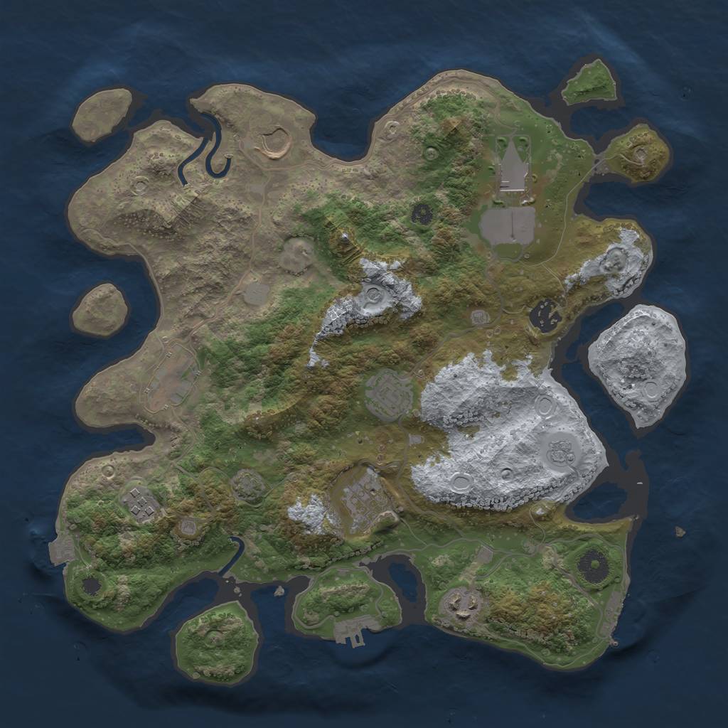Rust Map: Procedural Map, Size: 3500, Seed: 591968546, 16 Monuments