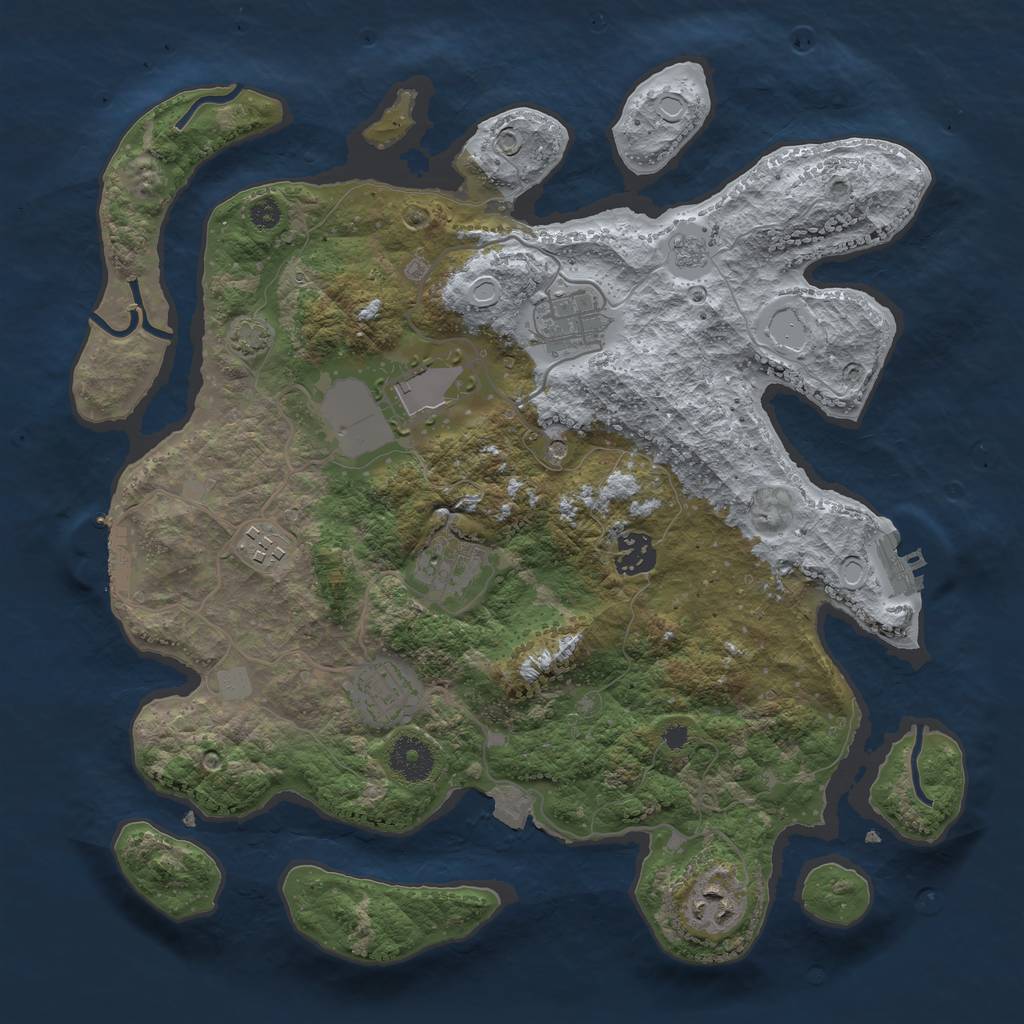 Rust Map: Procedural Map, Size: 3500, Seed: 1220280561, 15 Monuments