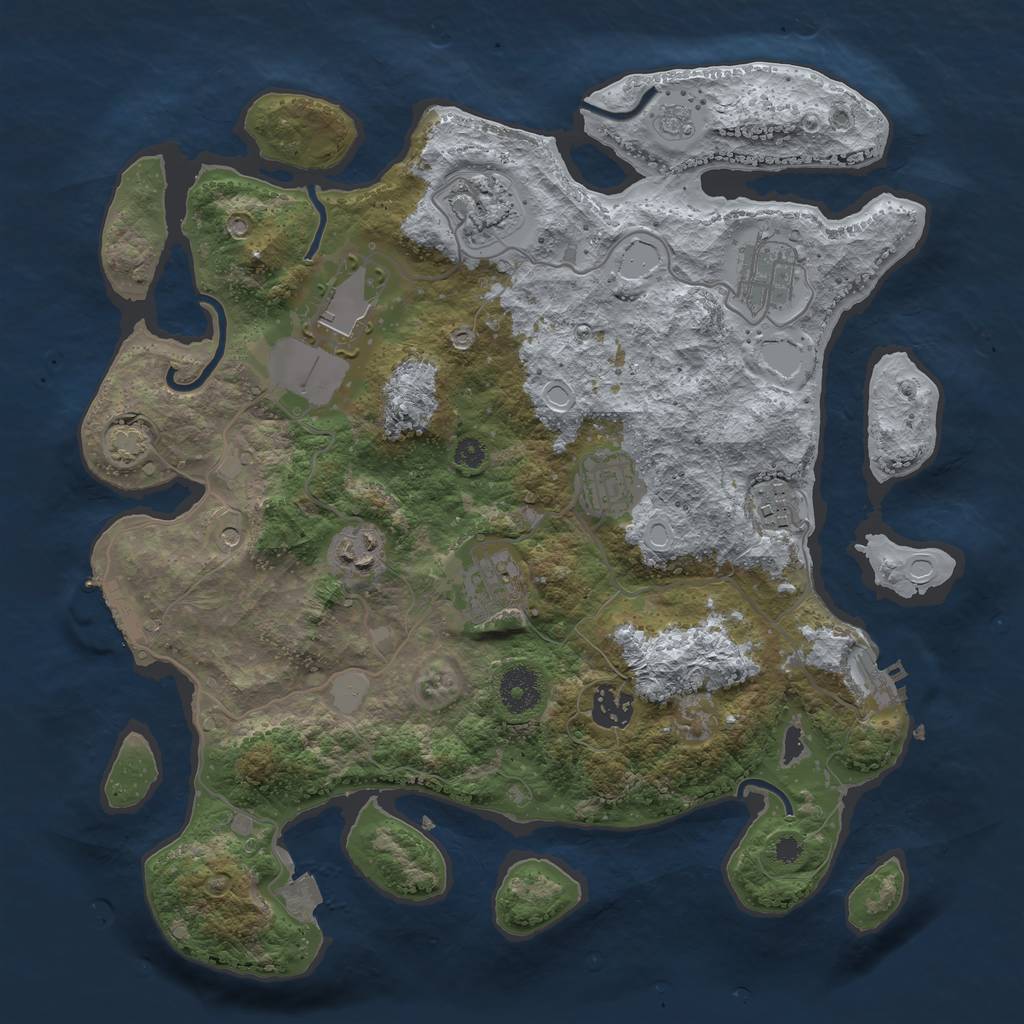 Rust Map: Procedural Map, Size: 3500, Seed: 975008066, 16 Monuments