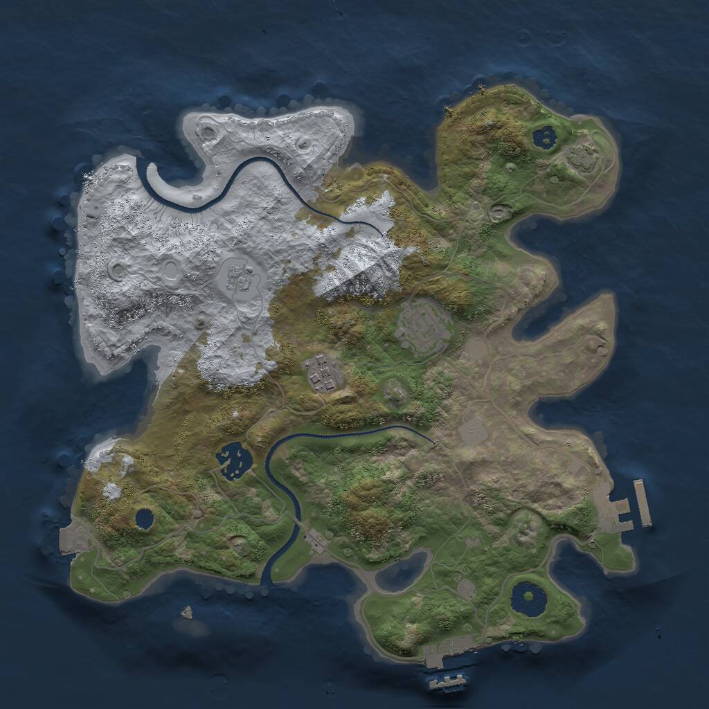 Rust Map: Procedural Map, Size: 3000, Seed: 750, 8 Monuments