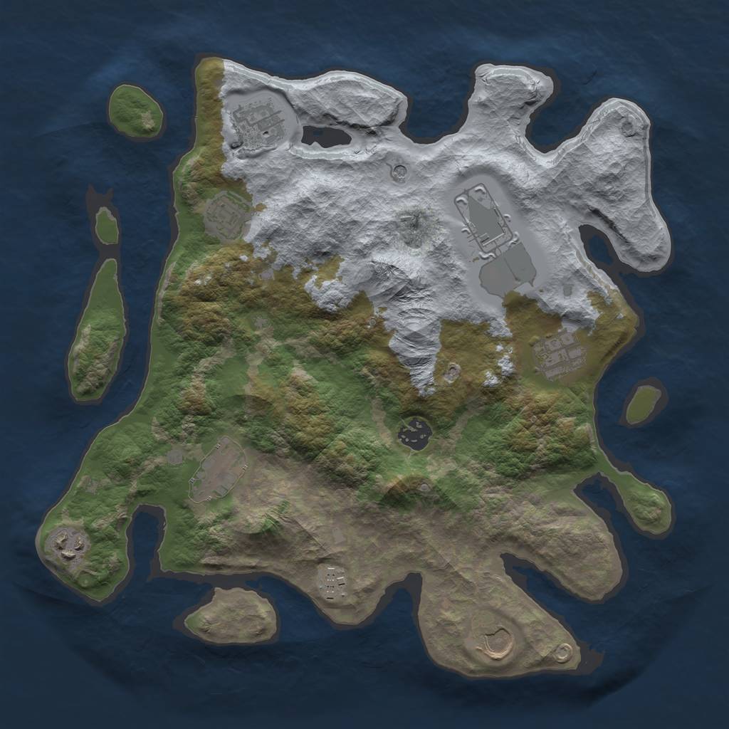 Rust Map: Barren, Size: 3500, Seed: 812739, 12 Monuments