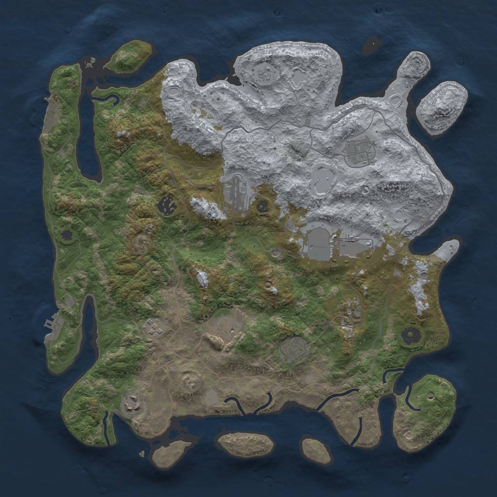 Rust Map: Procedural Map, Size: 4000, Seed: 1820481024, 16 Monuments