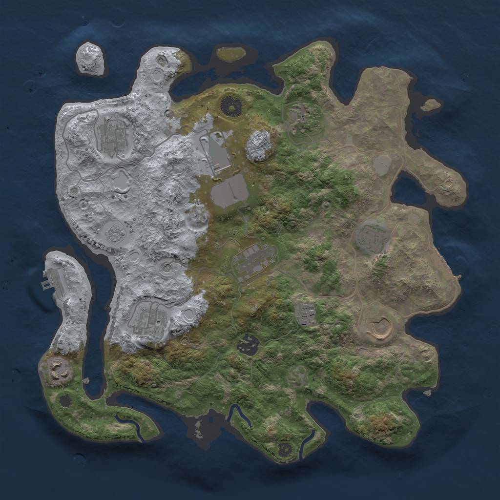 Rust Map: Procedural Map, Size: 3500, Seed: 1379765041, 17 Monuments