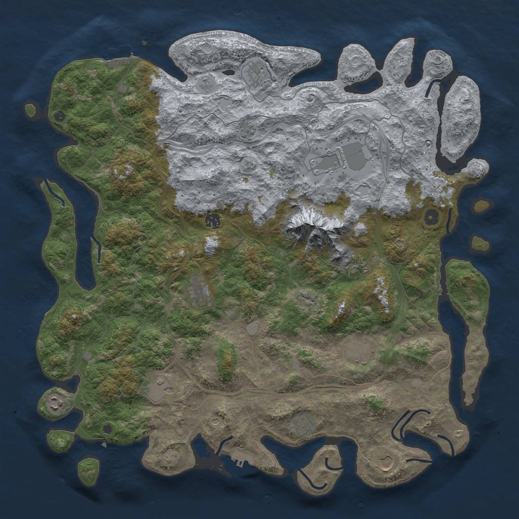 Rust Map: Procedural Map, Size: 5000, Seed: 981529921, 18 Monuments
