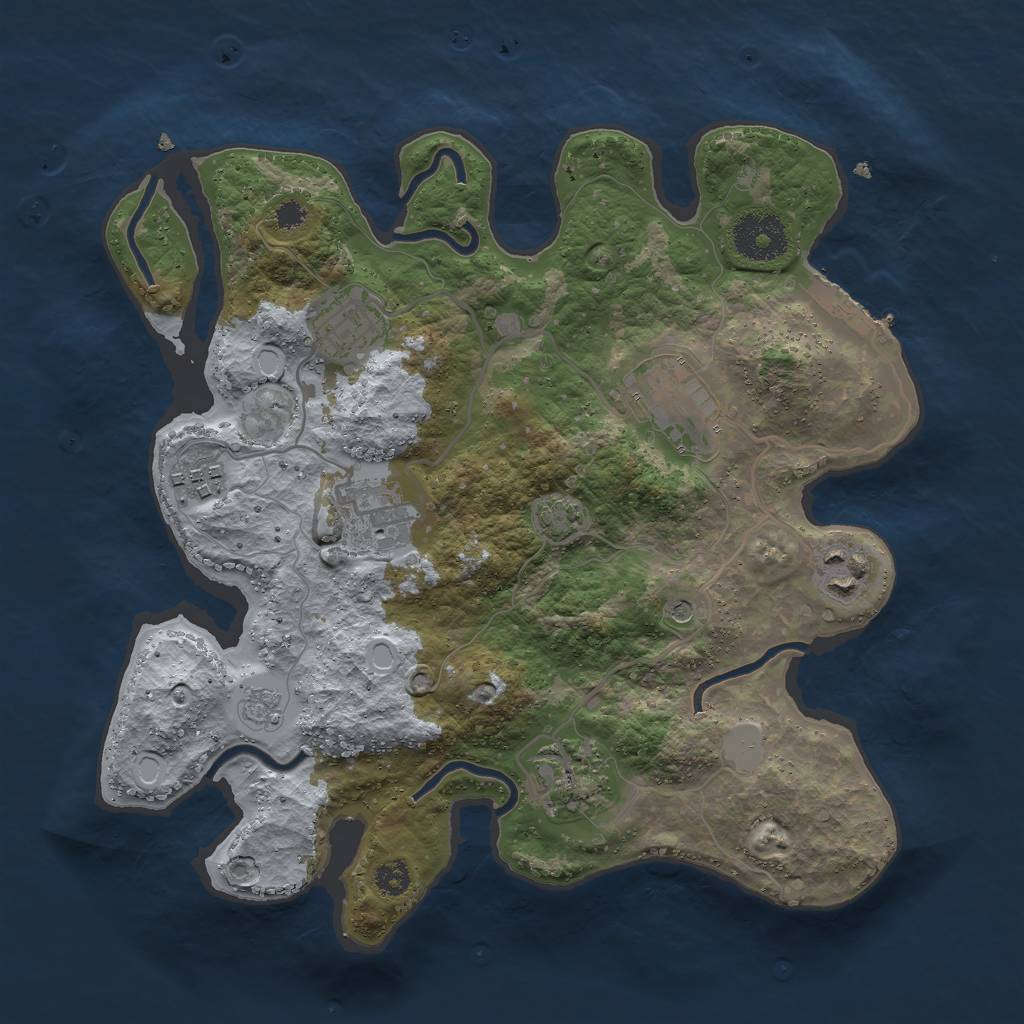 Rust Map: Procedural Map, Size: 3000, Seed: 94777, 13 Monuments