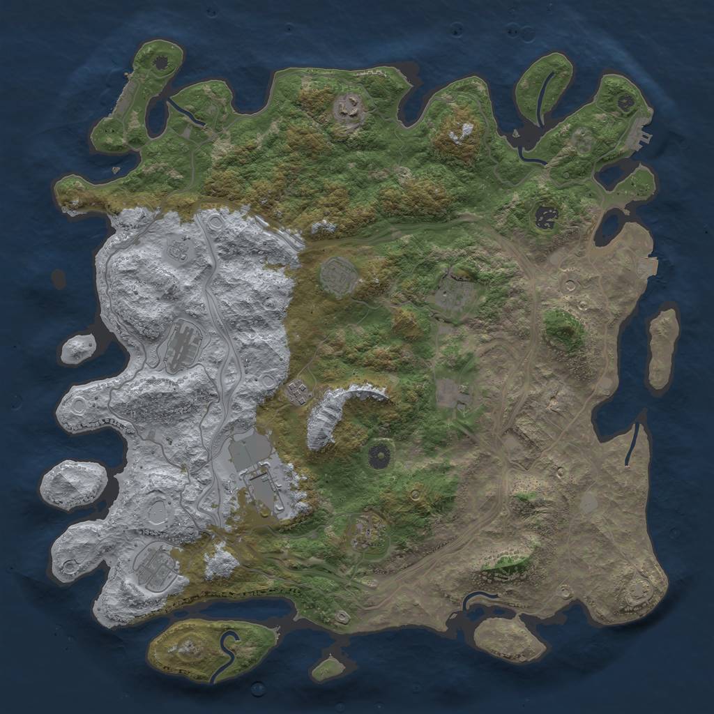 Rust Map: Procedural Map, Size: 4500, Seed: 483879625, 18 Monuments