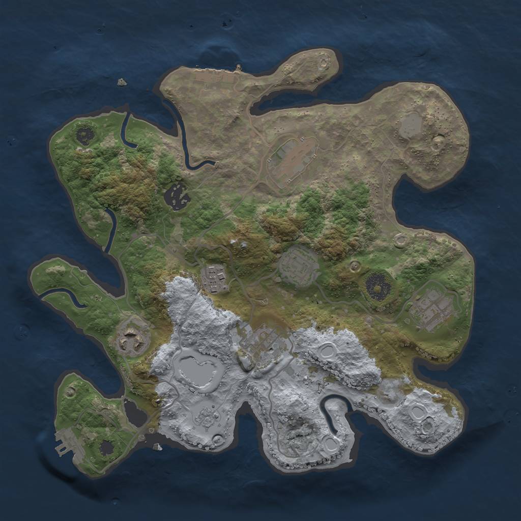 Rust Map: Procedural Map, Size: 3000, Seed: 1415248708, 13 Monuments