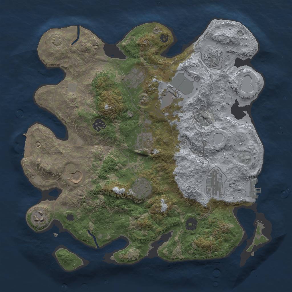 Rust Map: Procedural Map, Size: 3500, Seed: 728190795, 17 Monuments