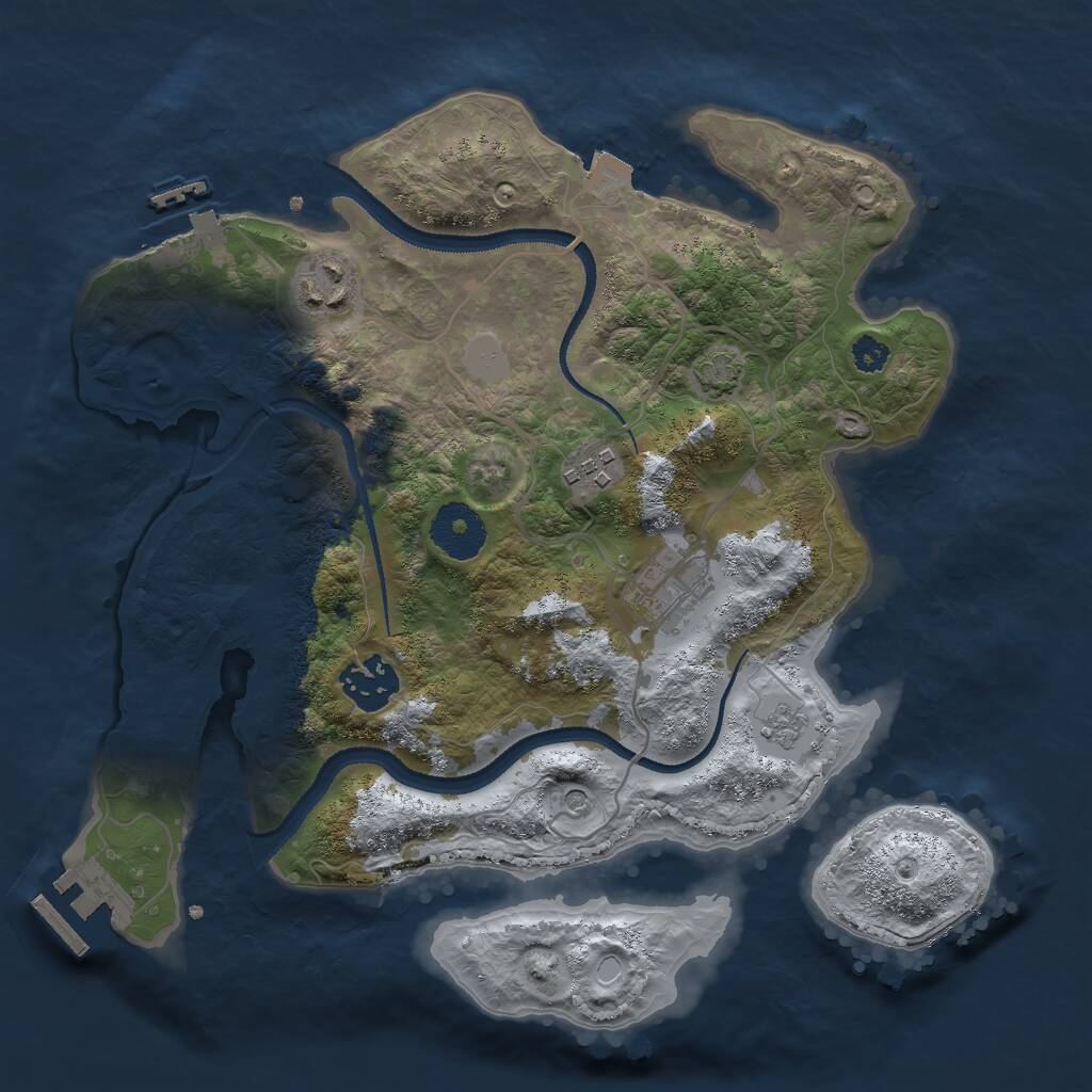 Rust Map: Procedural Map, Size: 3000, Seed: 9461720, 10 Monuments