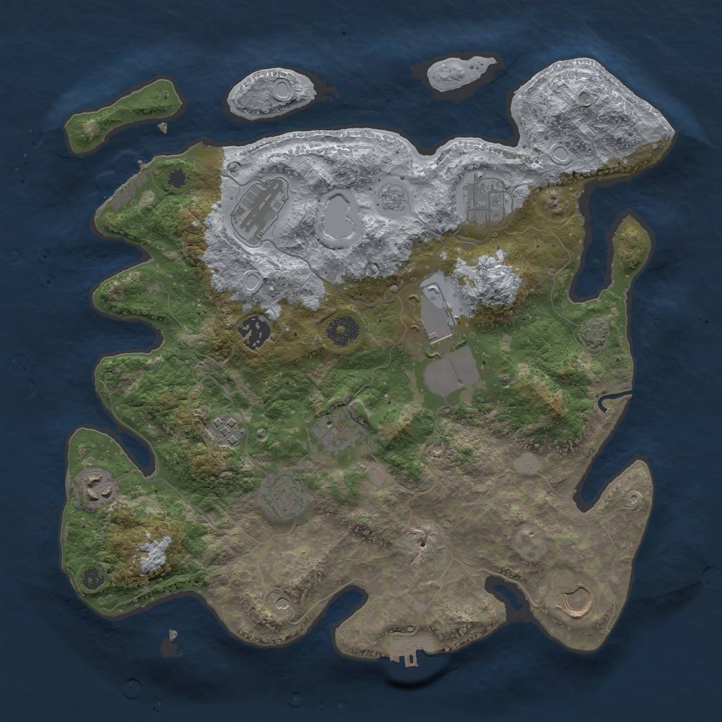 Rust Map: Procedural Map, Size: 3500, Seed: 32247269, 17 Monuments