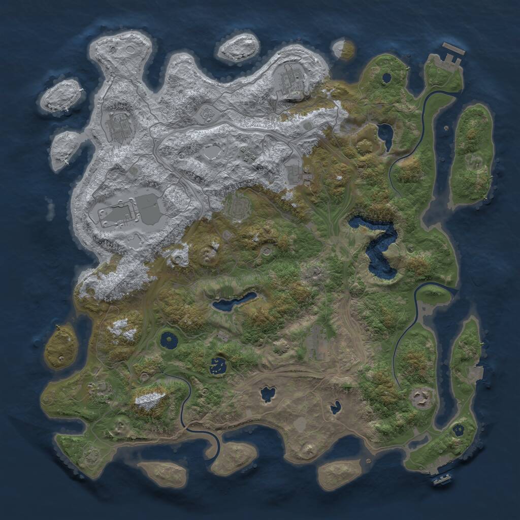 Rust Map: Procedural Map, Size: 4500, Seed: 320990836, 16 Monuments