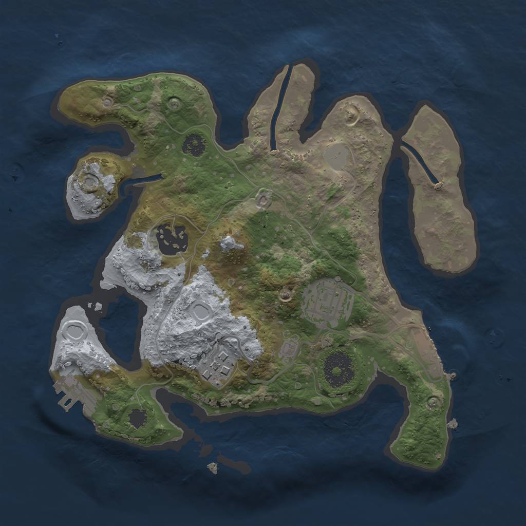Rust Map: Procedural Map, Size: 2400, Seed: 3430111, 8 Monuments