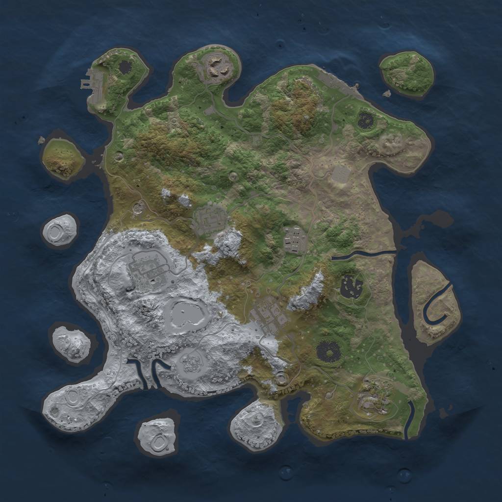 Rust Map: Procedural Map, Size: 3200, Seed: 351075097, 14 Monuments