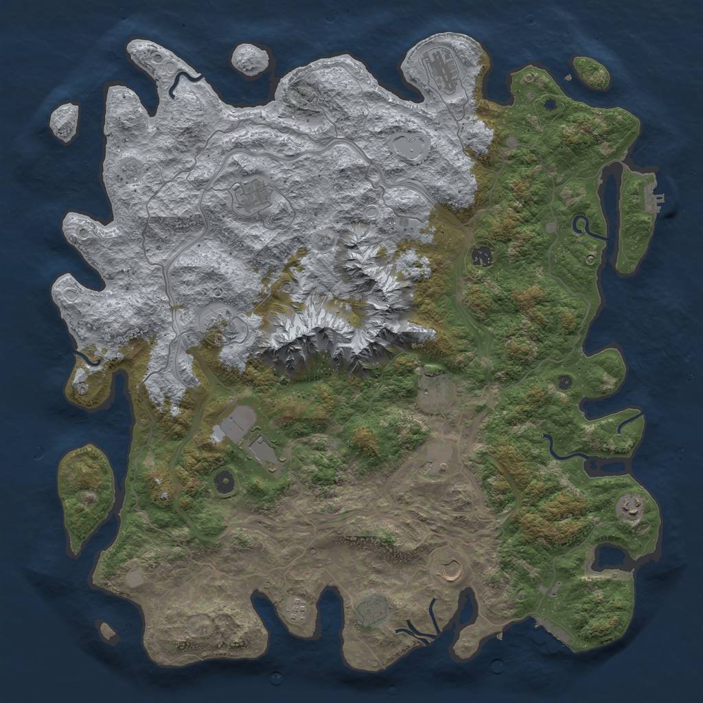 Rust Map: Procedural Map, Size: 5000, Seed: 4523454, 18 Monuments