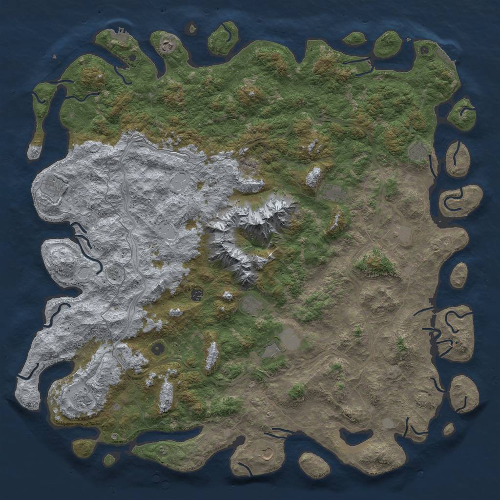 Rust Map: Procedural Map, Size: 6000, Seed: 69994252, 19 Monuments