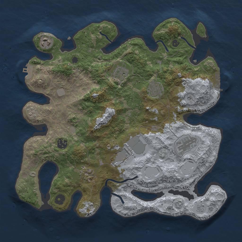 Rust Map: Procedural Map, Size: 3500, Seed: 1149986755, 15 Monuments
