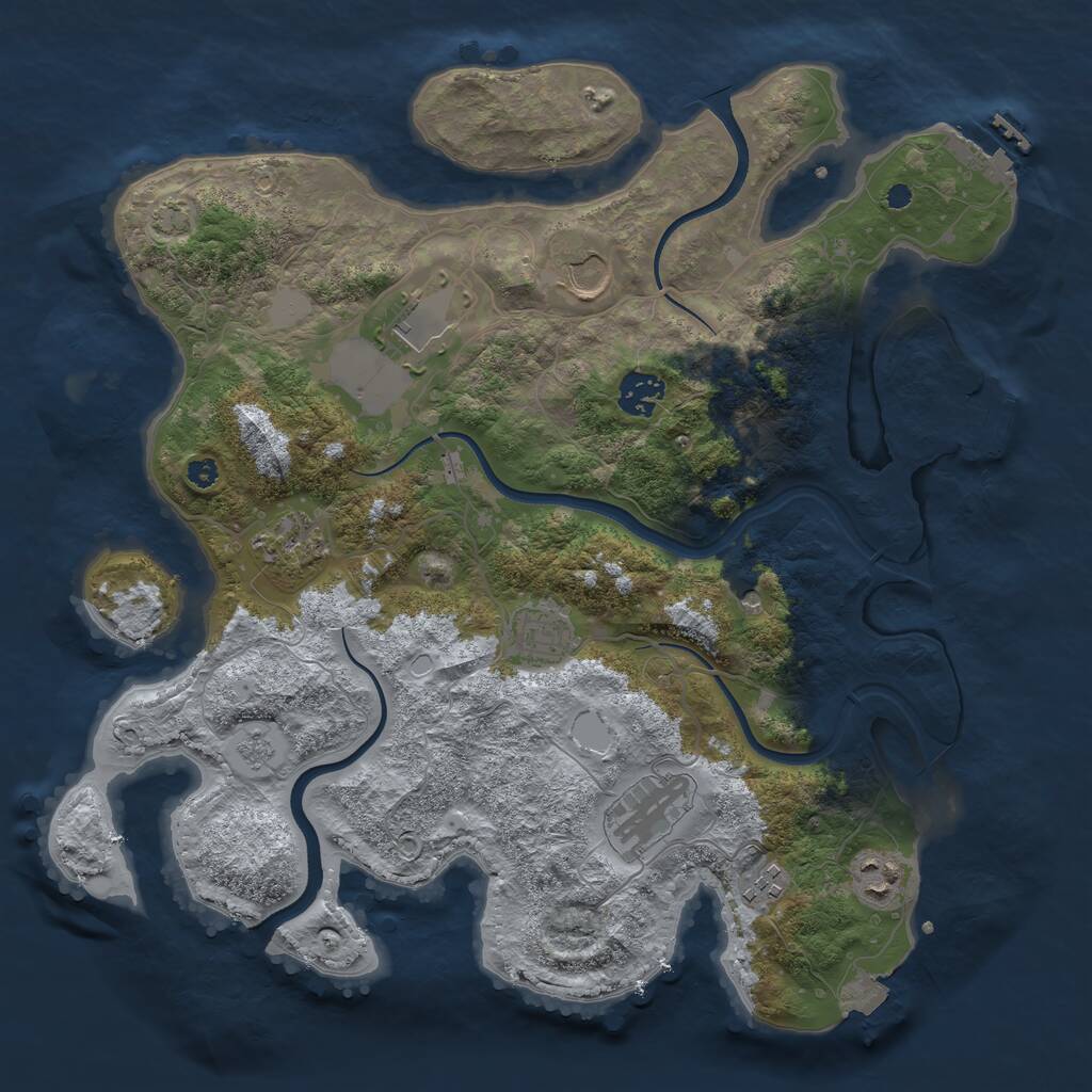 Rust Map: Procedural Map, Size: 3600, Seed: 2049449287, 14 Monuments
