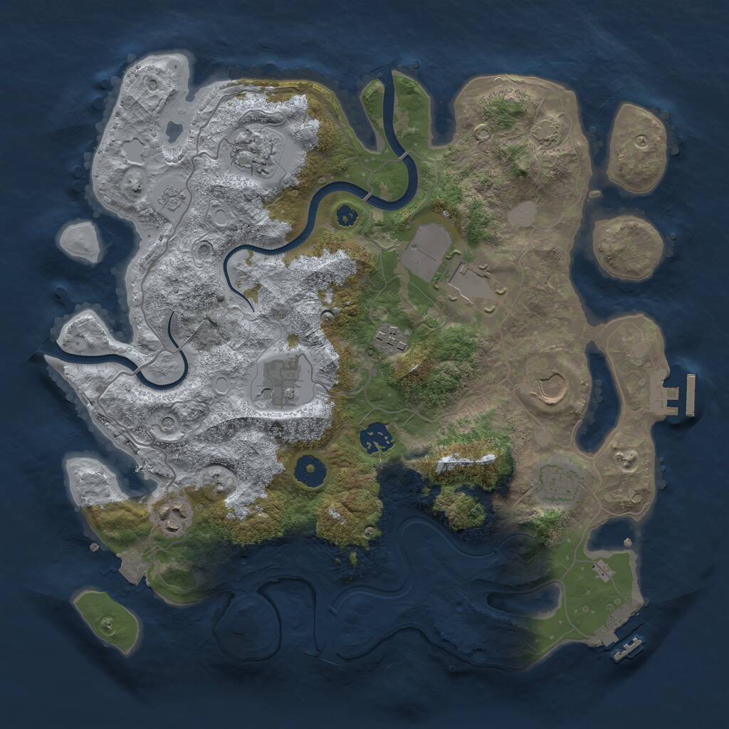 Rust Map: Procedural Map, Size: 3500, Seed: 970856884, 14 Monuments