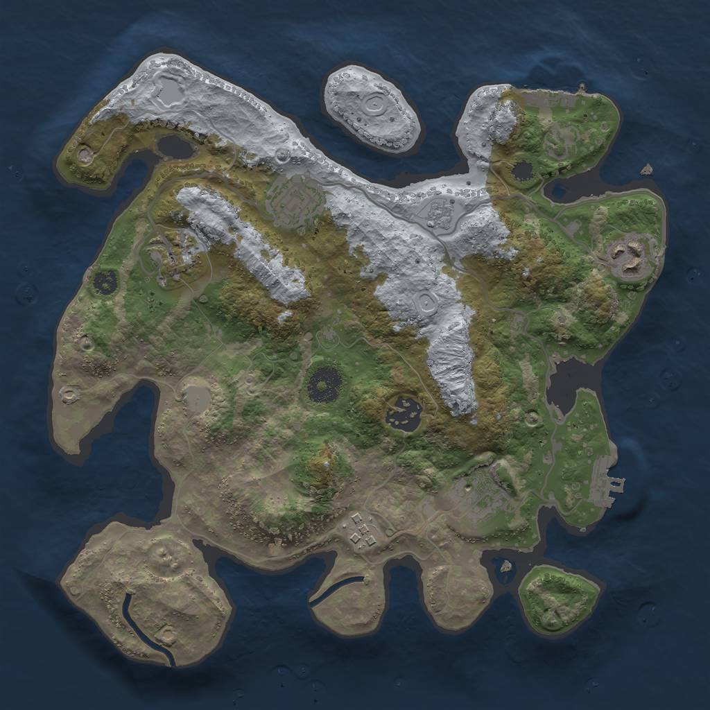 Rust Map: Procedural Map, Size: 3000, Seed: 34985933, 12 Monuments
