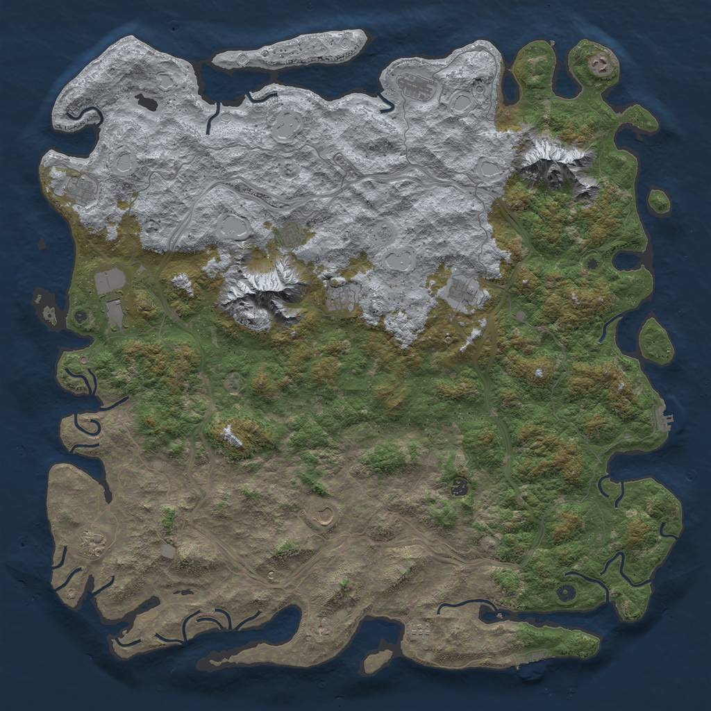 Rust Map: Procedural Map, Size: 6000, Seed: 23107, 18 Monuments