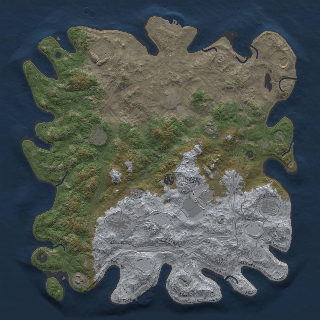 Rust Map: Procedural Map, Size: 4500, Seed: 1474030272, 18 Monuments