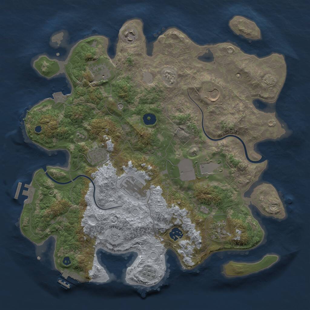 Rust Map: Procedural Map, Size: 3700, Seed: 581147174, 15 Monuments