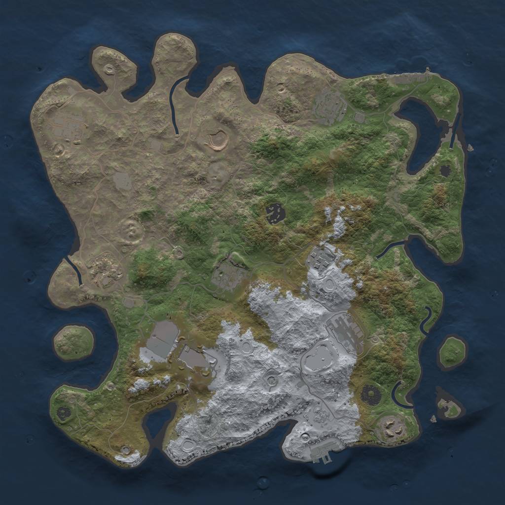 Rust Map: Procedural Map, Size: 3700, Seed: 1263609769, 17 Monuments