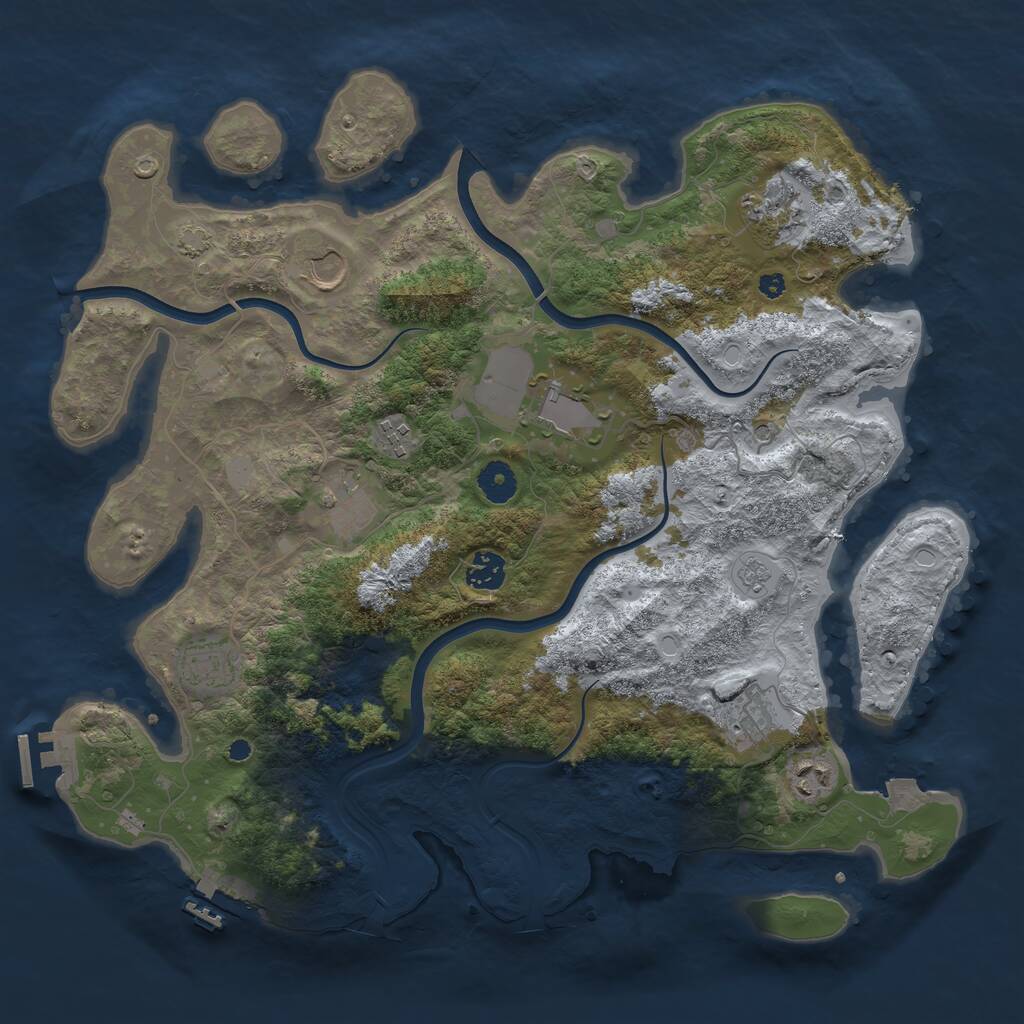 Rust Map: Procedural Map, Size: 3900, Seed: 50500, 15 Monuments