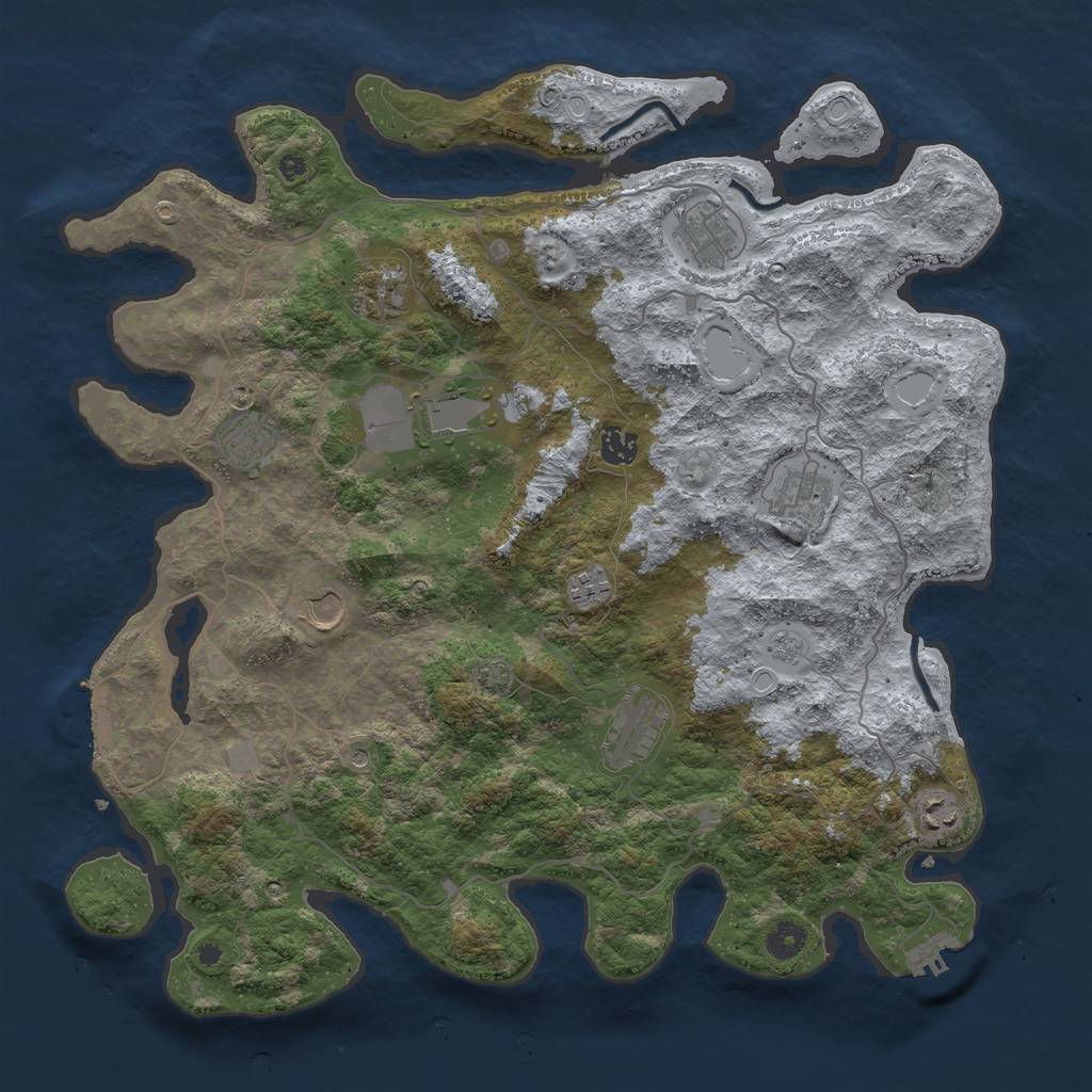 Rust Map: Procedural Map, Size: 4200, Seed: 68923, 18 Monuments