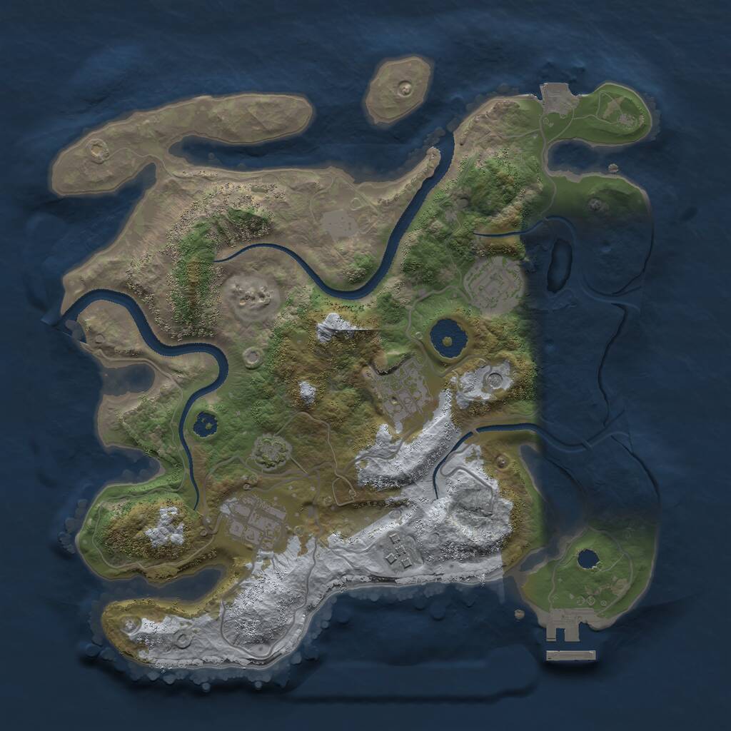 Rust Map: Procedural Map, Size: 3000, Seed: 1945993767, 8 Monuments