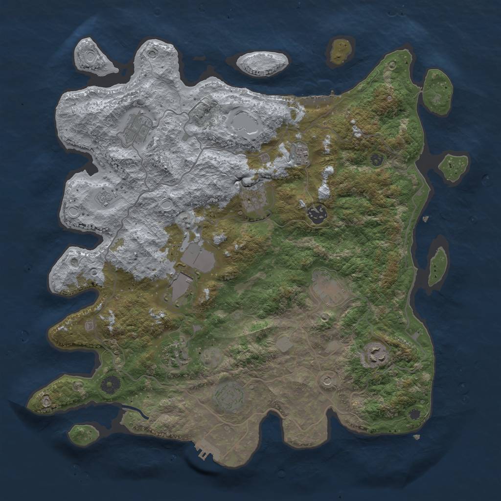 Rust Map: Procedural Map, Size: 4000, Seed: 734139458, 16 Monuments