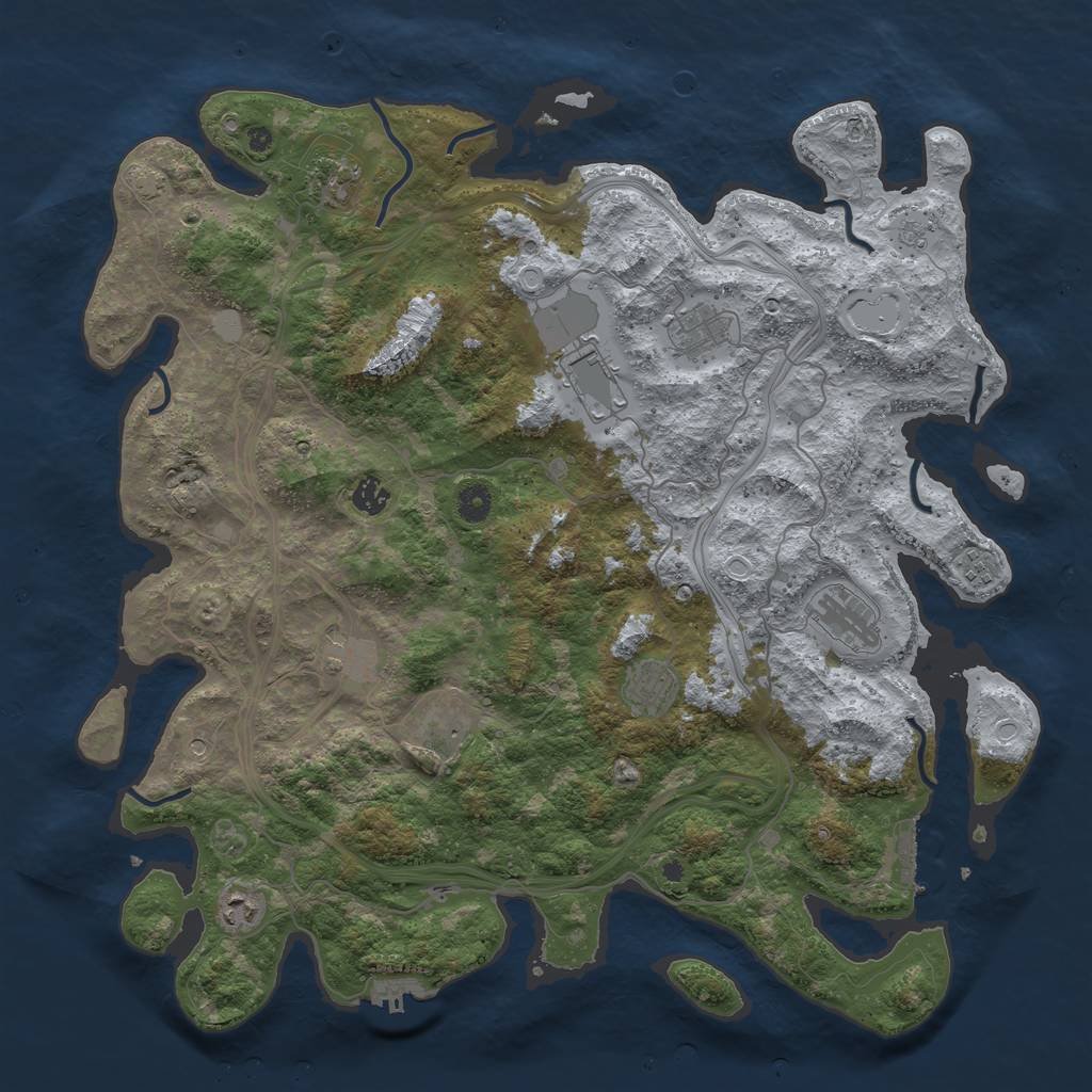 Rust Map: Procedural Map, Size: 4500, Seed: 354683586, 18 Monuments